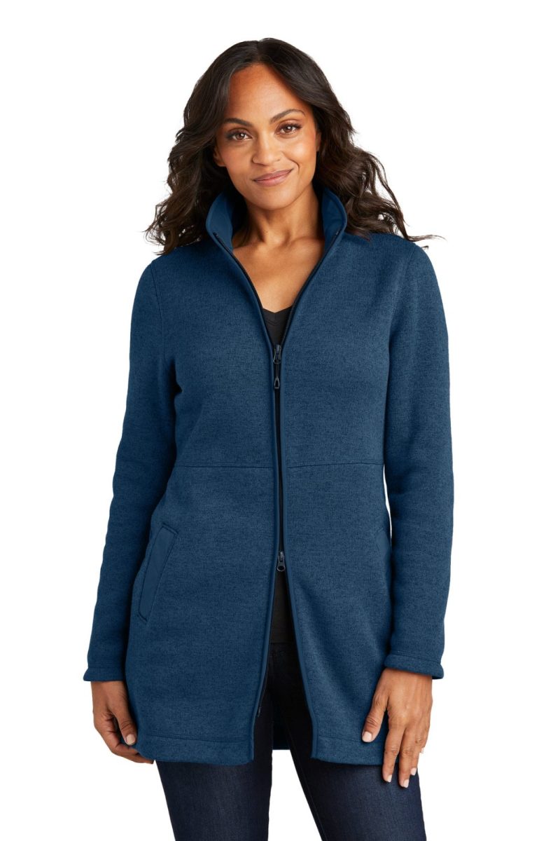 port authority  l425 insignia blue heather front