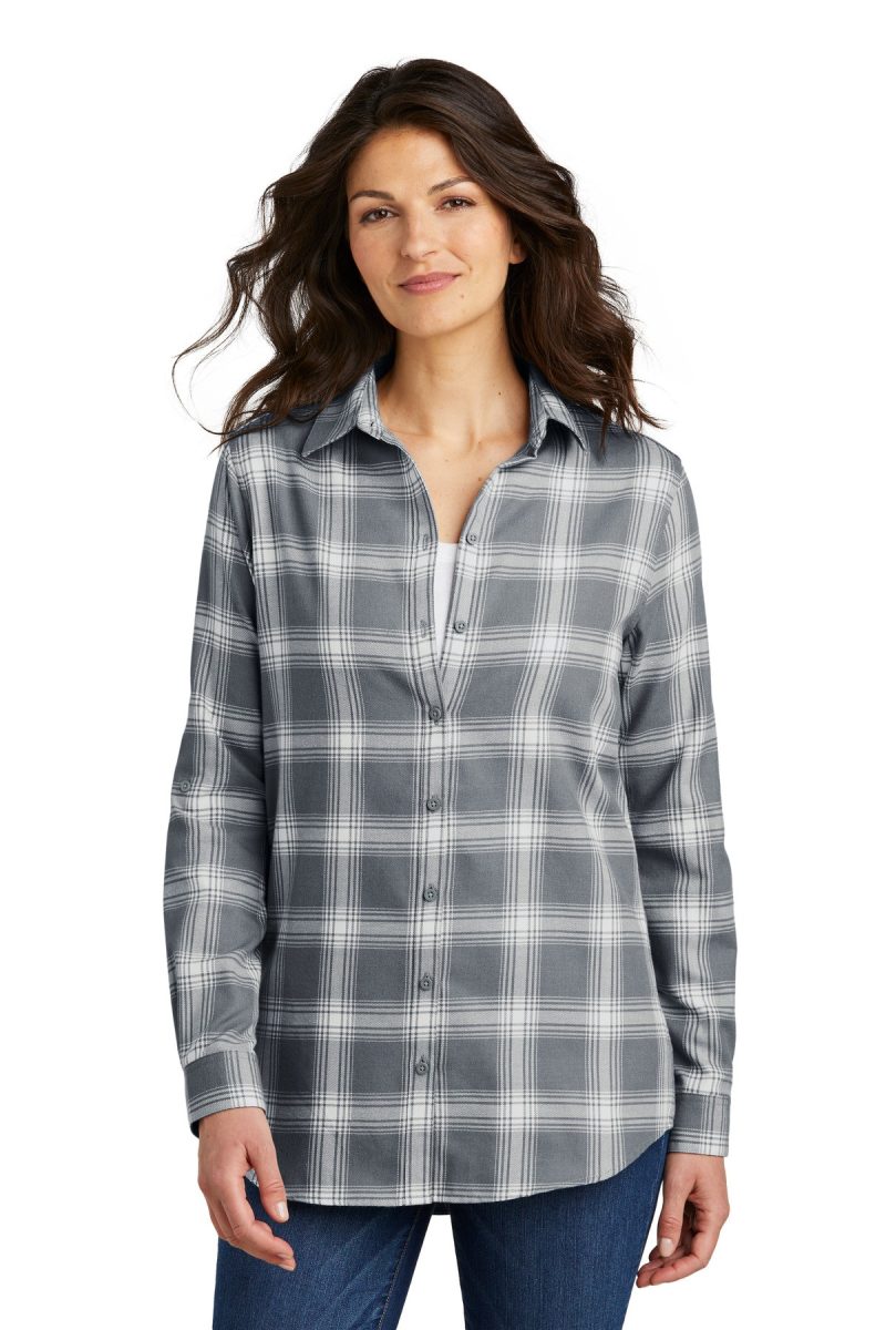 port authority  lw668 grey cream open plaid front