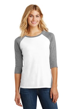 District Womens Perfect Tri 3 4 Sleeve Raglan DM136l