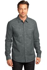 District Made Mens Long Sleeve Washed Woven Shirt DM3800