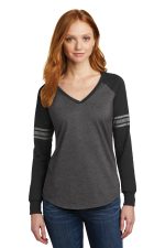 District Womens Game Long Sleeve V Neck Tee DM477