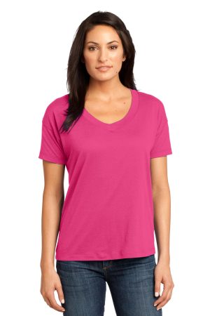 District Made Ladies Modal Blend Relaxed V Neck Tee DM480