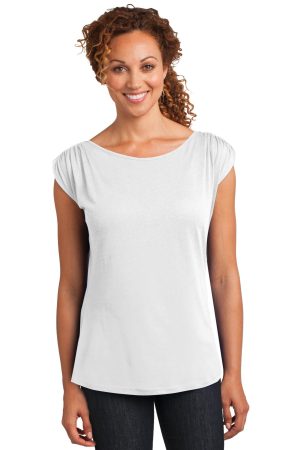 District Made Ladies Modal Blend Gathered Shoulder Tee DM483
