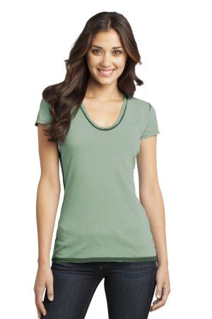 District Juniors Faded Rounded Deep V Neck Tee DT2202
