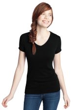 District Juniors 1X1 Rib V Neck Tee DT234v