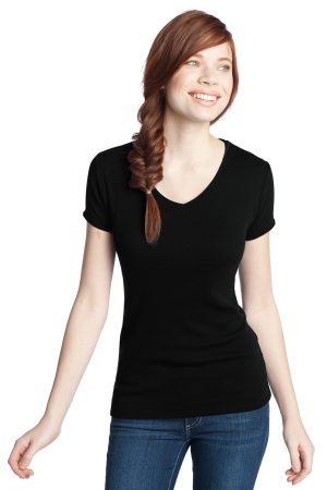 District Juniors 1X1 Rib V Neck Tee DT234v