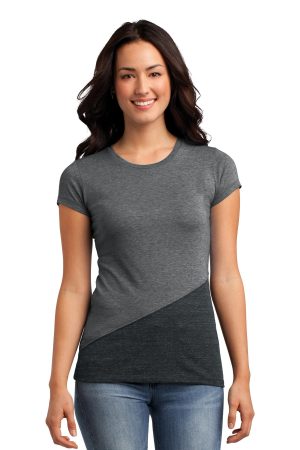 District Juniors Tri Blend Pieced Crewneck Tee DT243