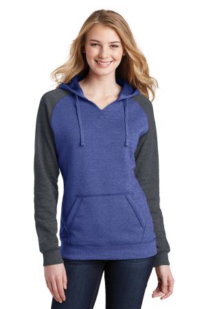 District Womens Lightweight Fleece Raglan Hoodie DT296