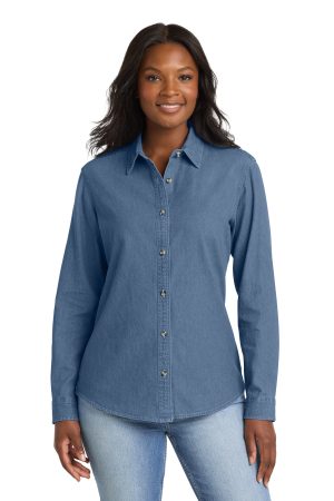 Port & Co Womens Long Sleeve Value Denim Shirt LSP10