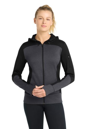 Sport-Tek Womens Tech Fleece Colorblock Full Zip Hooded Jacket LST245