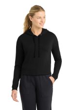 Sport-Tek Womens Posicharge Tri Blend Wicking Fleece Crop Hooded Pullover LST298