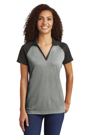 Sport-Tek Womens Posicharge Racermesh Raglan Heather Block Polo LST641