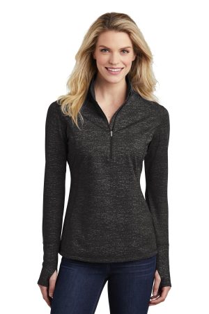 Sport-Tek Womens Sport Wick Stretch Reflective Heather 1 2 Zip Pullover LST855
