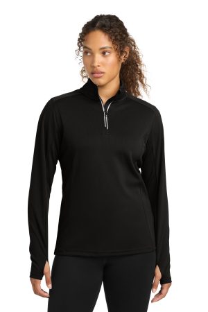 Sport-Tek Womens Sport Wick Textured 1 4 Zip Pullover LST860