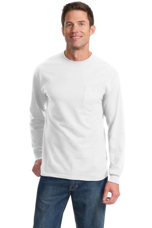 Port & Co Tall Long Sleeve Essential Pocket Tee PC61lspt