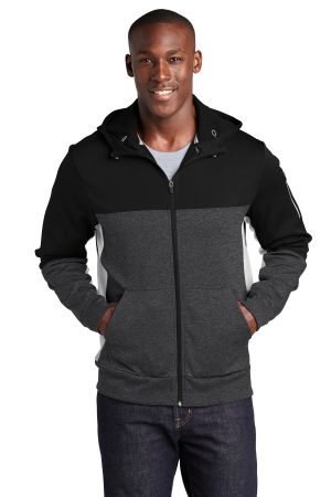 Sport-Tek Tech Fleece Colorblock Full Zip Hooded Jacket ST245