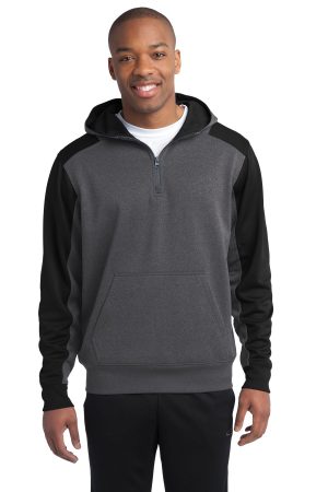 Sport-Tek Tech Fleece Colorblock 1 4 Zip Hooded Sweatshirt ST249