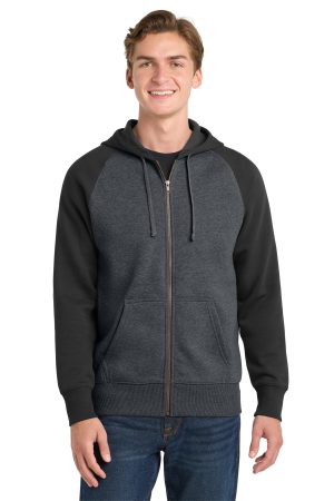 Sport-Tek Raglan Colorblock Full Zip Hooded Fleece Jacket ST269