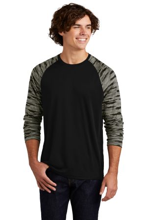 Sport-Tek Drift Camo Colorblock Long Sleeve Tee ST376ls