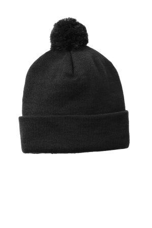 Sport-Tek Solid Pom Pom Beanie STC37