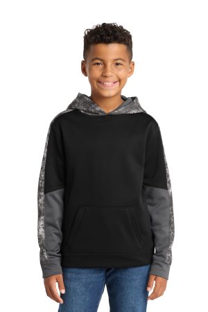 Sport-Tek Youth Sport Wick Mineral Freeze Fleece Colorblock Hooded Pullover YST231