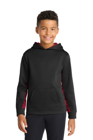 Sport-Tek Youth Sport Wick Camohex Fleece Colorblock Hooded Pullover YST239
