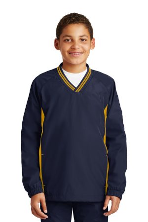Sport-Tek Youth Tipped V Neck Raglan Wind Shirt YST62